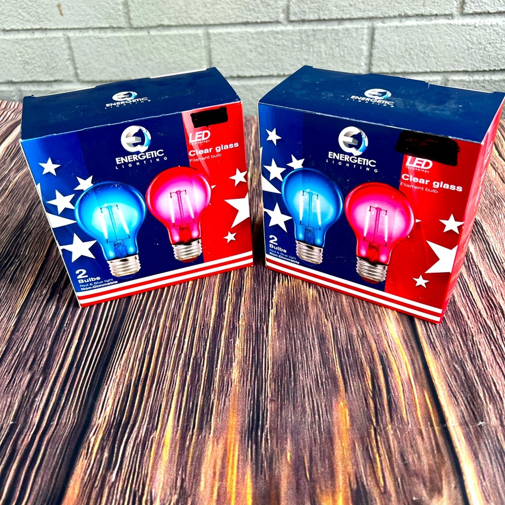 Energetic Lighting 2 pack red and blue LED glass bulbs